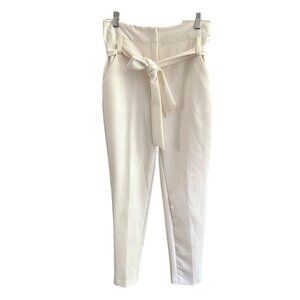 7th Avenue Design Studio women's Cream pants Sz 2 Belted High Rise Pockets Lined